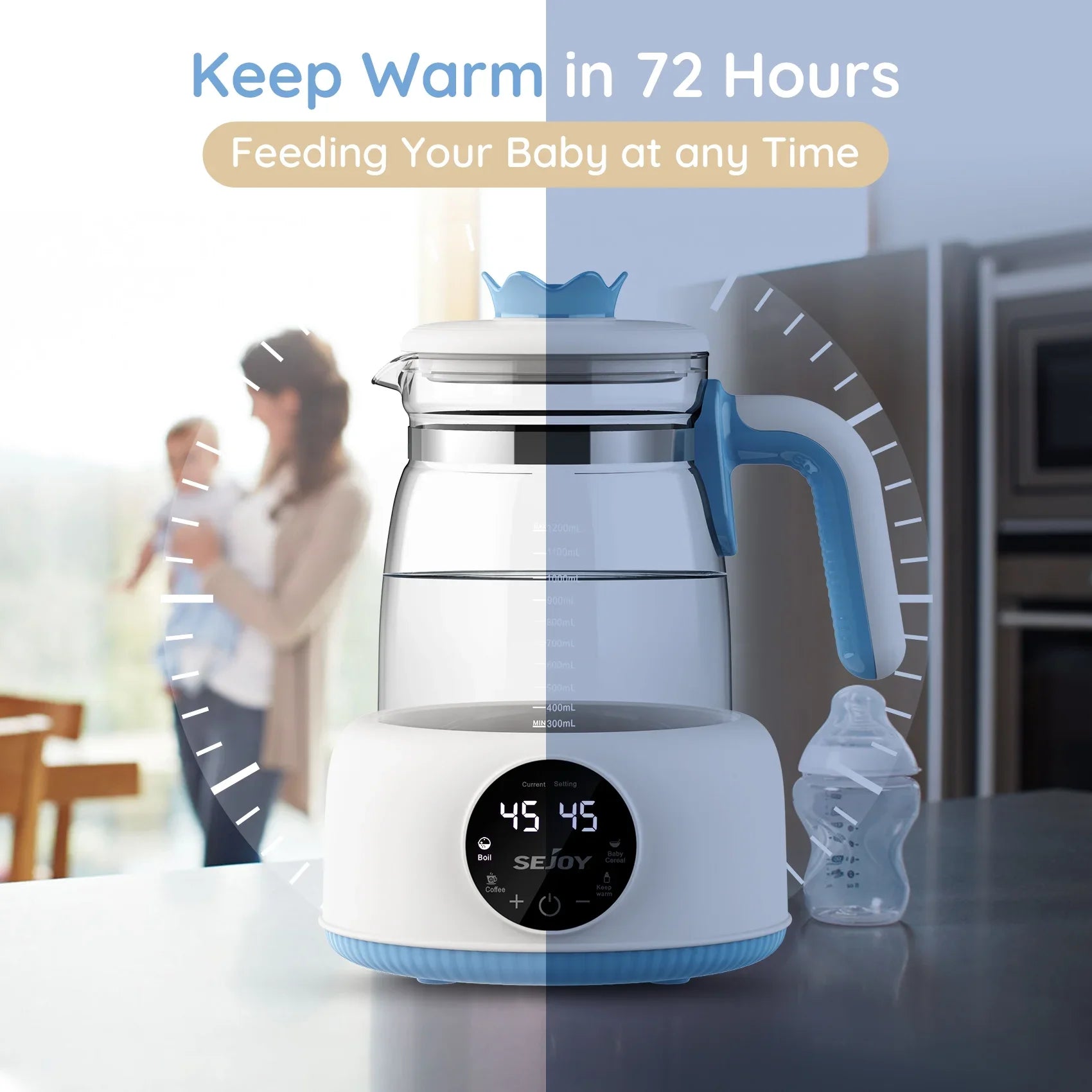 Sejoy Baby Formula Kettle, Warm Water Dispenser for Making Formula Bottle.